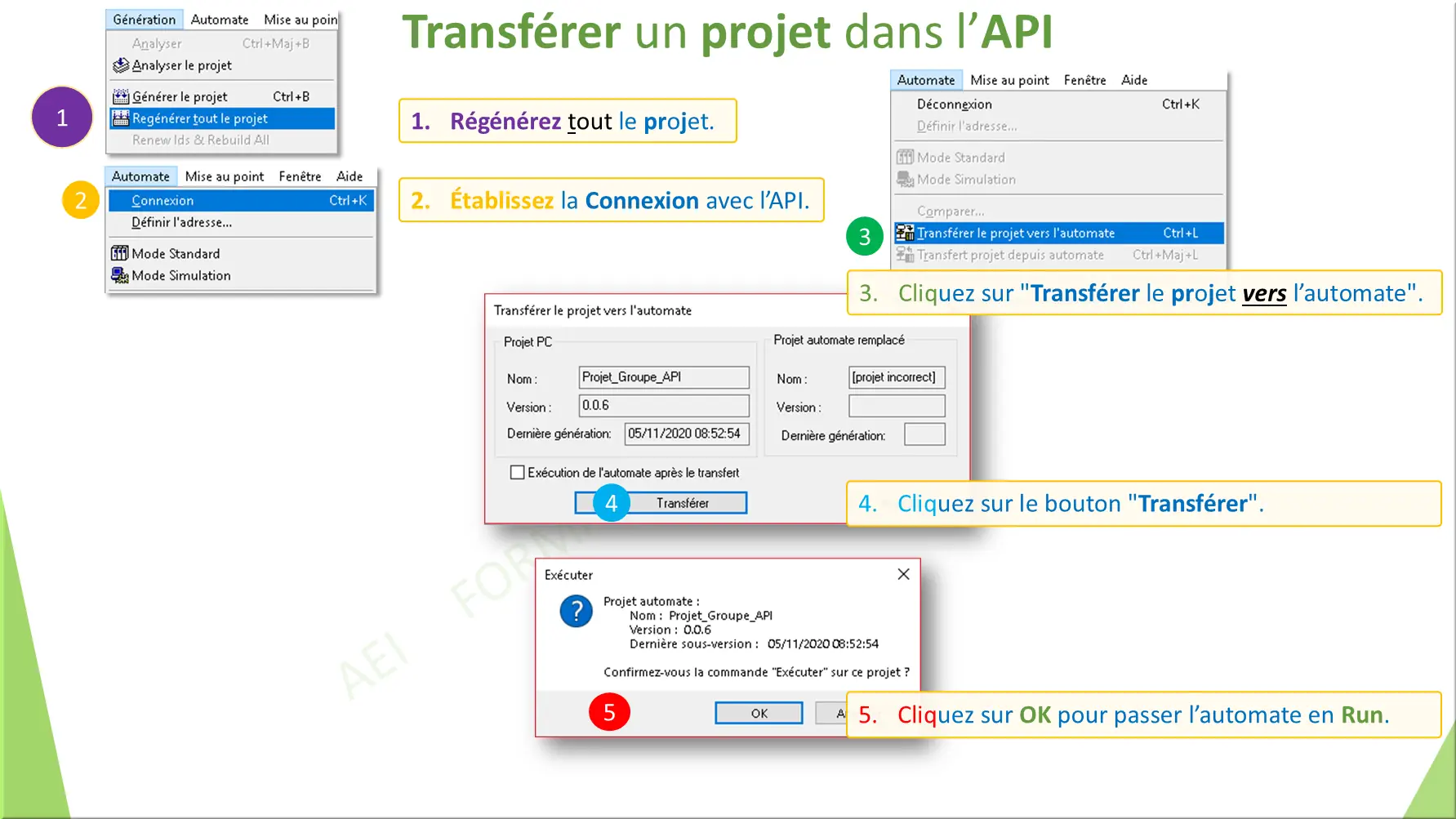 Transférer un projet dans l’API